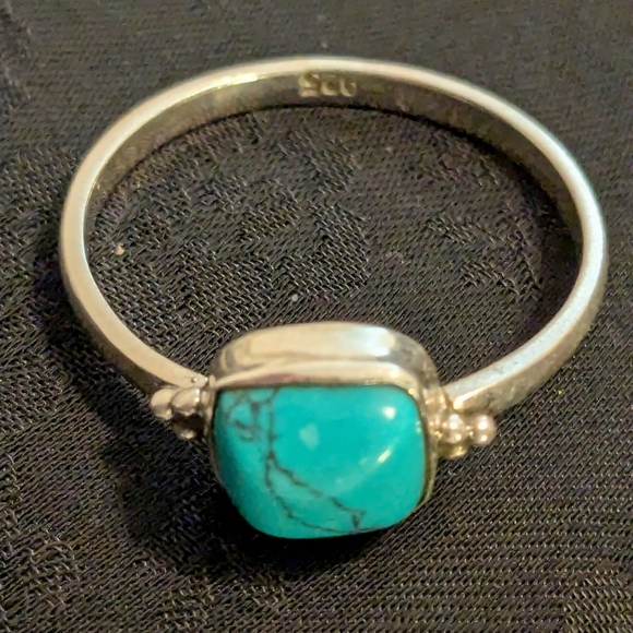 Rutilated turquoise Stone 925 Solid Sterling Silver Ring Size 8 - Picture 4 of 10